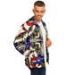 Men's Patriotic Star Kaleidoscope Pattern All-Over Print Baseball Jacket