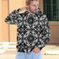 Men's Black & White Geometric Pattern All-Over Print Men's All Over Print Hoodie