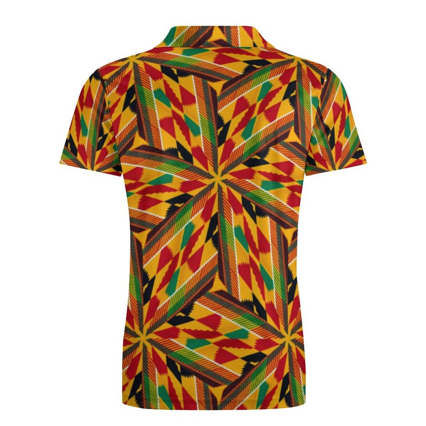 Men's Vibrant African Kente Geometric All-Over Print Premium Ice Silk Polo Shirt