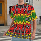 Men's Ghana Flag & Black Star Pattern All-Over Print Ribbed Collar T-Shirt