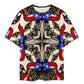 Men's Patriotic Stars & Cross Kaleidoscope Pattern All-Over Print Men's Plus Size Drop Shoulder T-Shirt