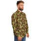 Men's Vibrant Geometric Pattern Spread Collar Long Sleeve Button-Down All Over Print Shirt.