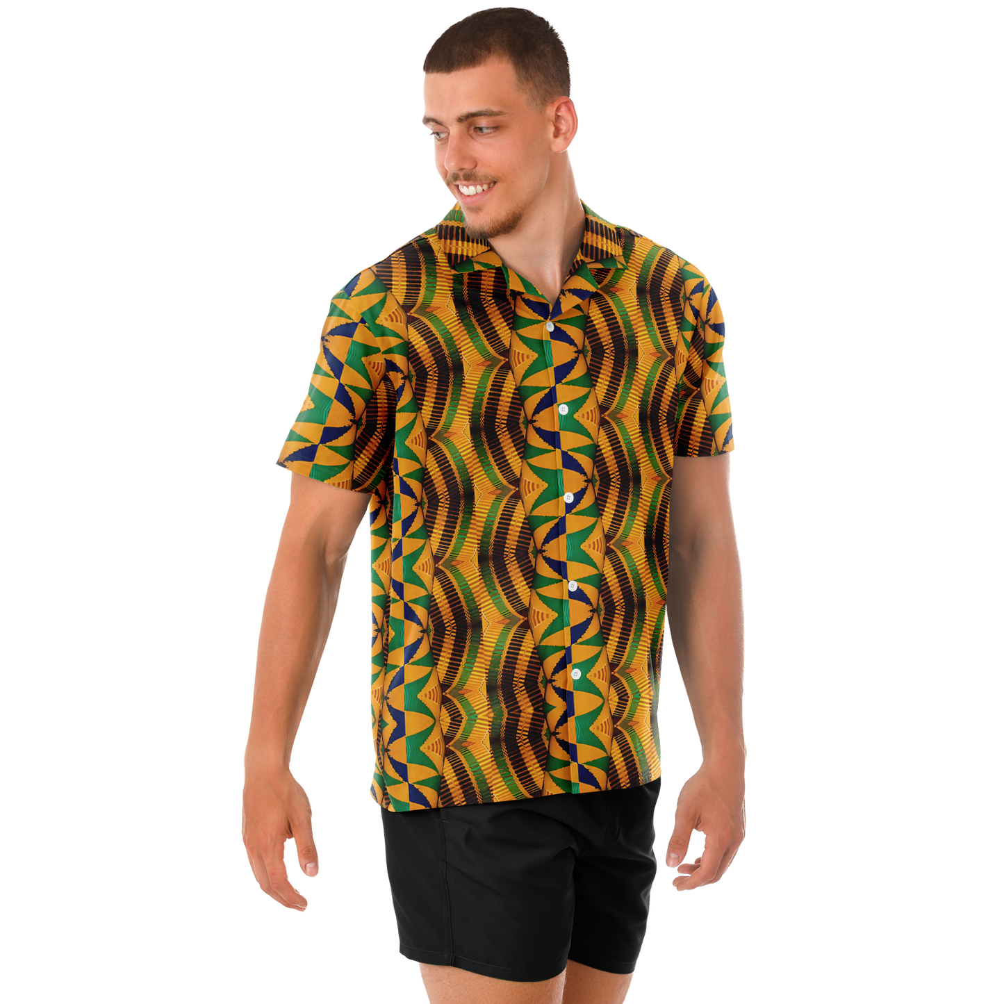 Men's Spread Collar Short Sleeve Button-Down Shirt.