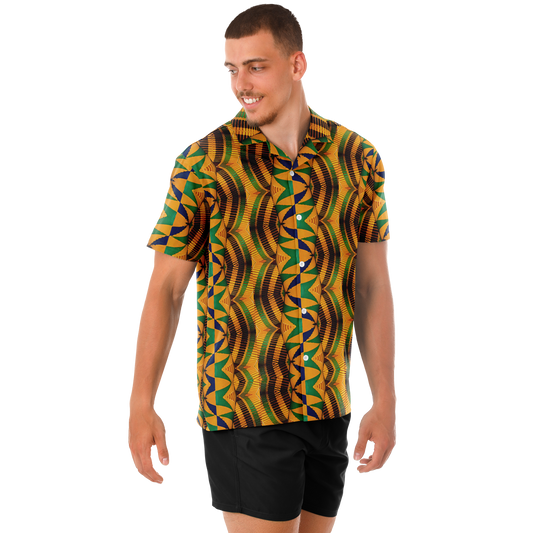 Men's Spread Collar Short Sleeve Button-Down Shirt.