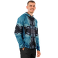 Men's Abstract Blue Geometric Design All Over Print Long Sleeve Hooded Performance Shirt