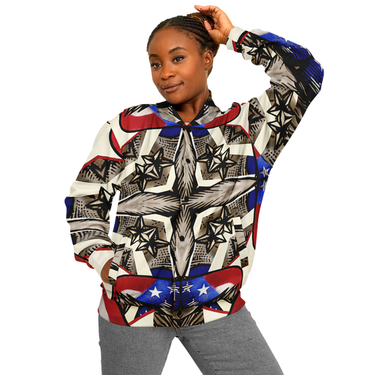Women's Patriotic Star Kaleidoscope Pattern All-Over Print Baseball Jacket