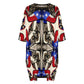 Women's Patriotic Stars & Cross Kaleidoscope Pattern All-Over Print Oversized T- Shirt Loungewear