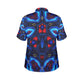 Women's Blue & Red Kaleidoscope Pattern All Over Print Polo Shirt