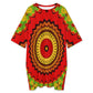 Women's Red Tribal Kaleidoscope Women's Oversized T- Shirt Loungewear