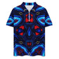Men's Blue & Red Kaleidoscope Pattern Zip-Up Polo Set