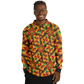 Men’s Vibrant African Kente-Inspired Pattern All-Over Print  Long Sleeve Polo Shirt