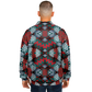Men's Red, Green & White Teal Aztec Geo Pattern All-Over Print Baseball Jacket