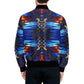 Men's Blue & Red Kaleidoscope Pattern All-Over Print Bomber Jacket