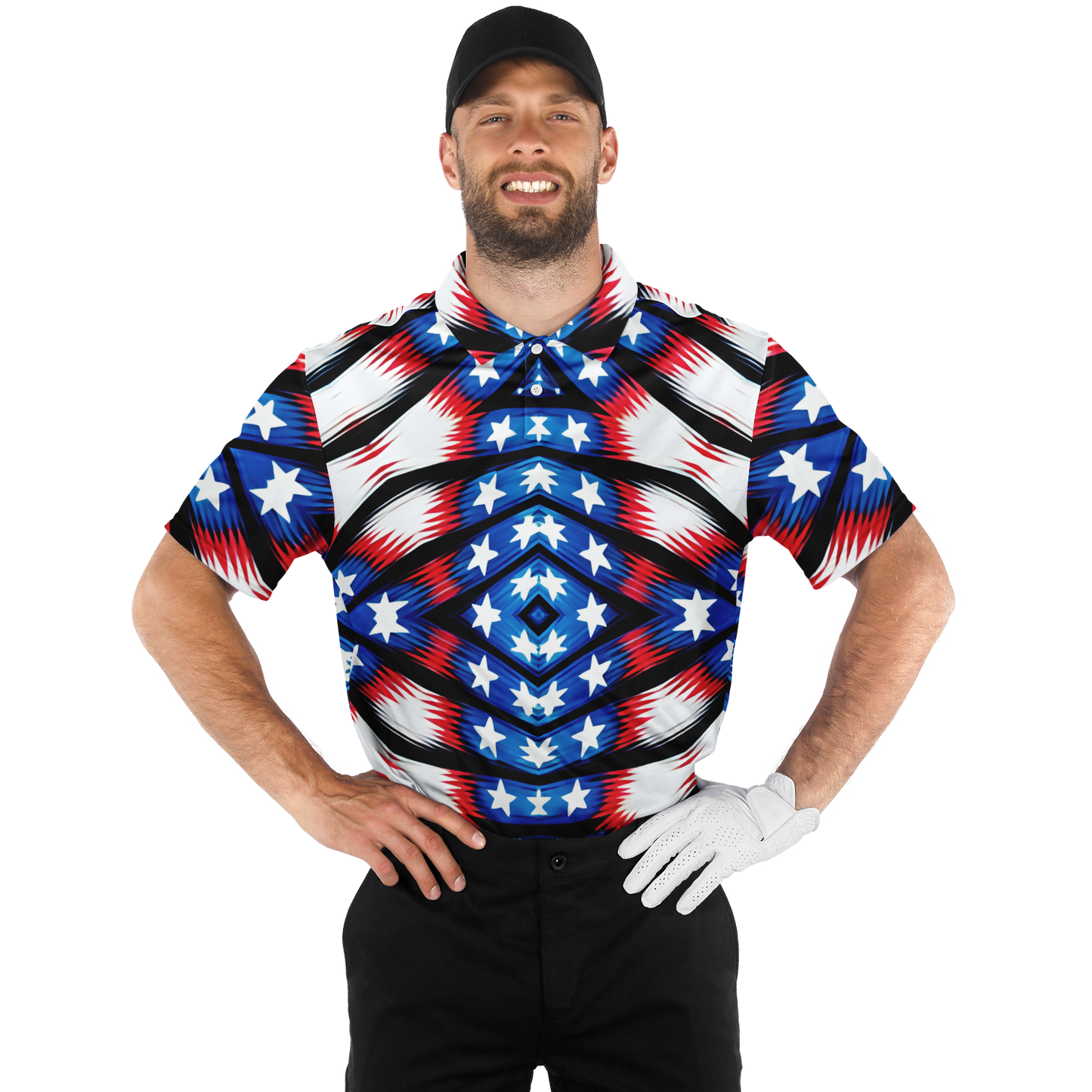 Men's American Flag Pattern All-Over Print Polo Shirt