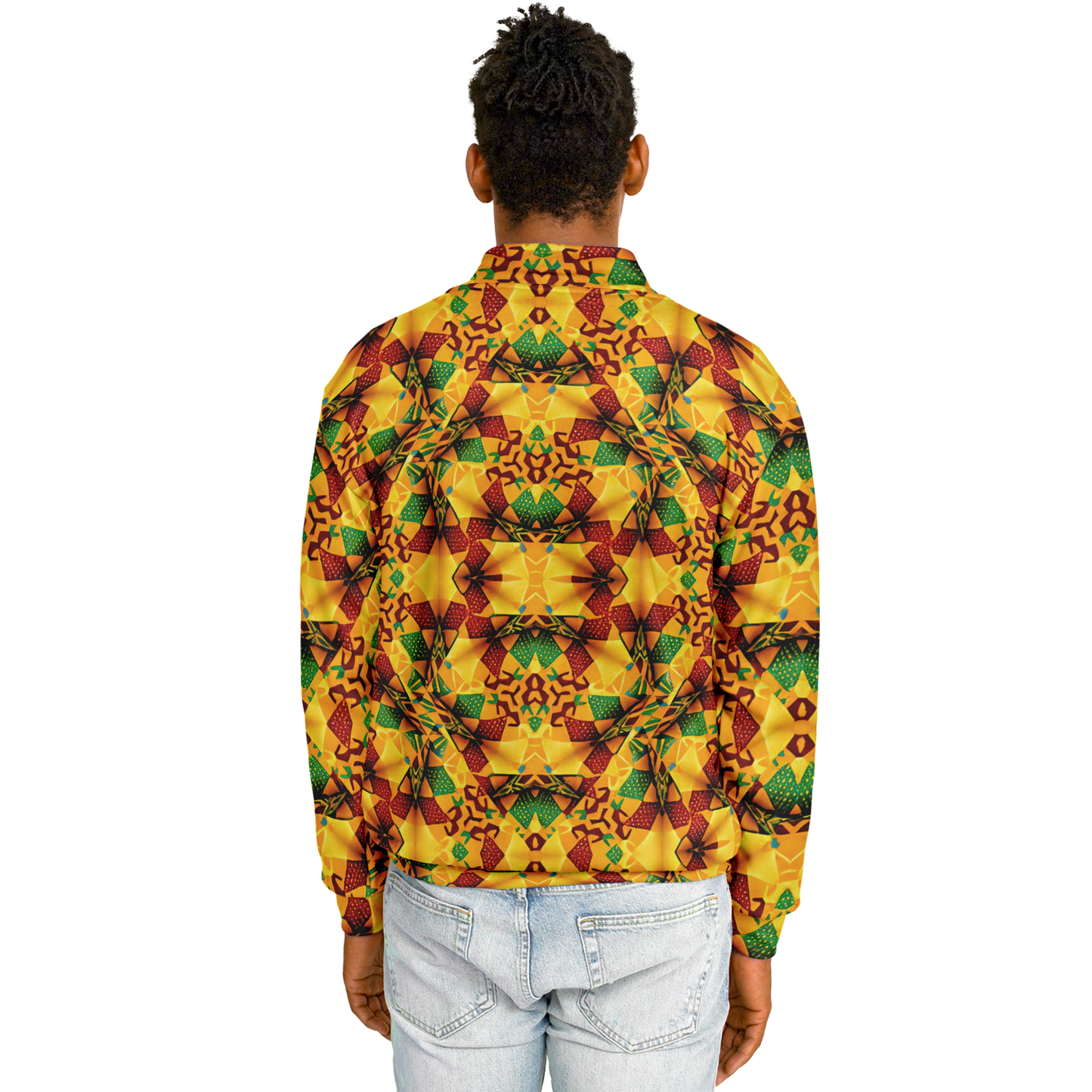 Men's Vibrant African Kente Geometric Pattern All Over Print Baseball Jacket
