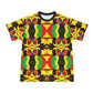 Men's Bold Rasta Color Wave Pattern All Over Print Cut & Sew  Ribbed Collar T-Shirt