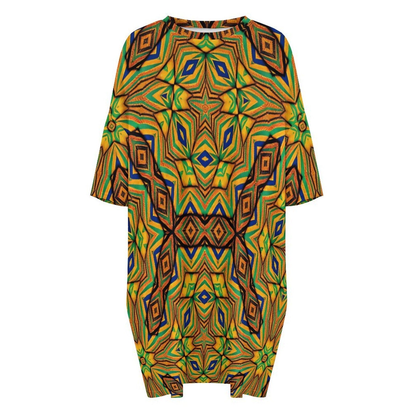 Women's Kaleidoscope Geo Pattern Oversized T- Shirt Loungewear