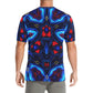 Men's Blue & Red Kaleidoscope Pattern Men's All Over Print Crew Neck T-Shirt