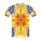Men’s Bright Orange & Blue Abstract All Over Print Crew Neck T-Shirt