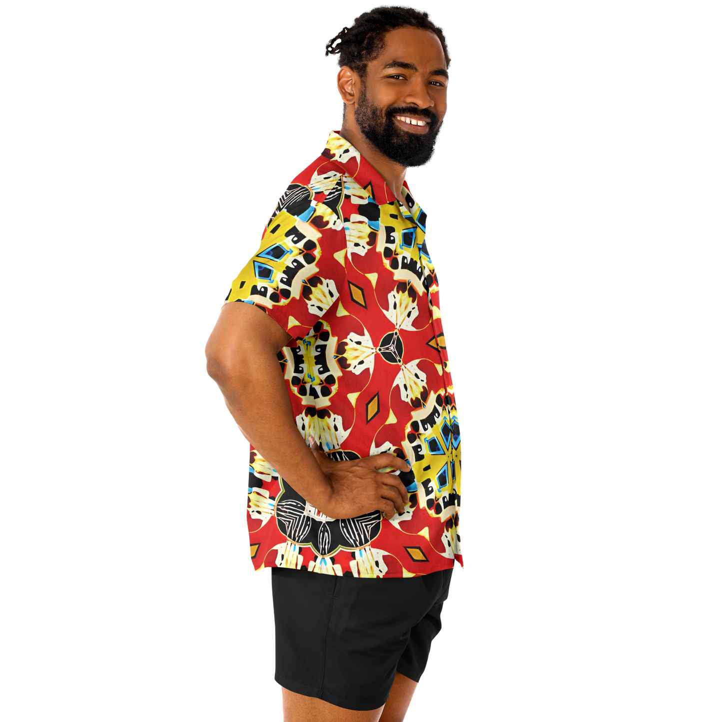 Men's Spread Collar Short Sleeve Button-Down Shirt