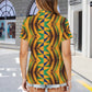 Women's African Kente Geometric Pattern All-Over Print Zipper Polo Shirt