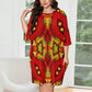 Women's Vibrant African Kente-Inspired Pattern All-Over Print Oversized T- Shirt Loungewear