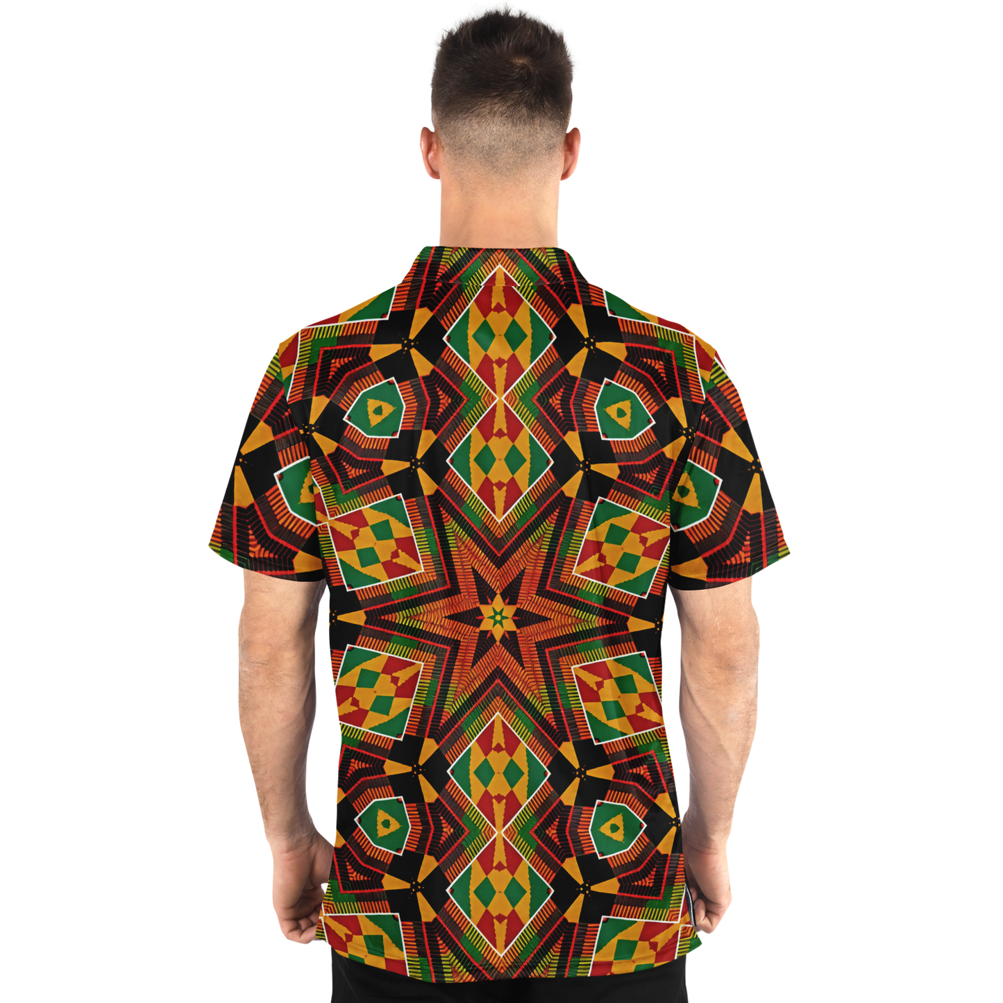 Men's African Kente Geometric Star Pattern All-Over Print Polo Shirt