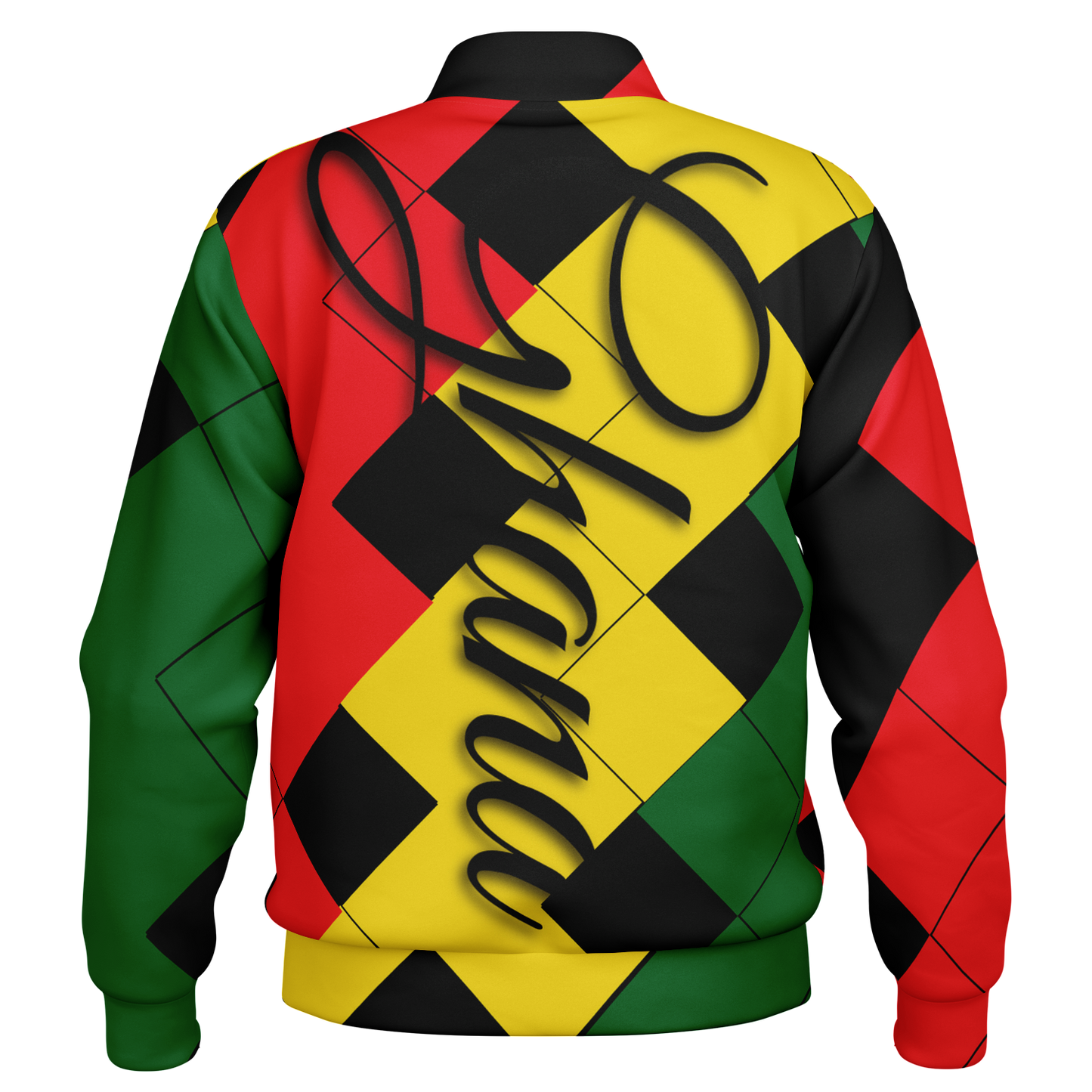 Men's Red Yellow Green and Black Stars Baseball Jacket