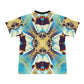 Men's Abstract Teal & Gold Pattern All Over Print Men's All Over Print Ribbed Collar T-Shirt.