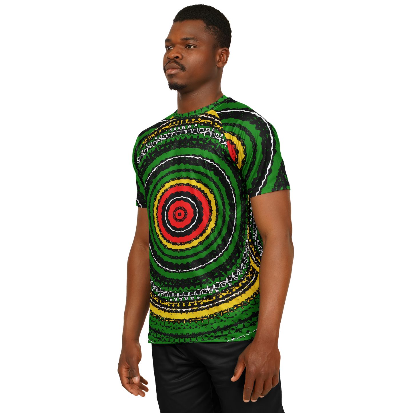 Men's Green Striped with Vibrant Accent Pattern All Over print Men's Soccer Jersey