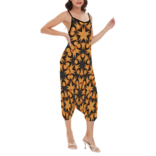 Woman High-waisted Straight Leg Pant Strappy Romper