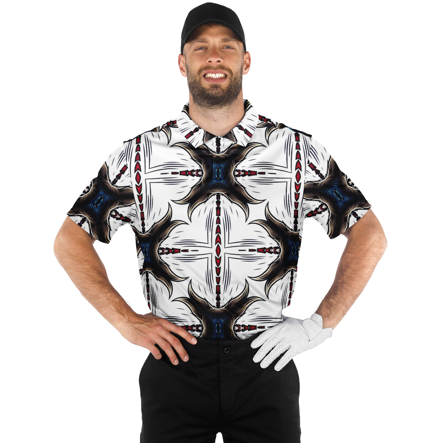 Men's Abstract Symmetry Pattern  Polyester Polo Shirt