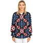Women's Red White Blue Geometric Pattern All-Over Print Unisex Cut Baseball Jacket