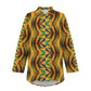 Women's African Kente Kaleidoscope Pattern All-Over Print Long Sleeve Curved Hem Shirt