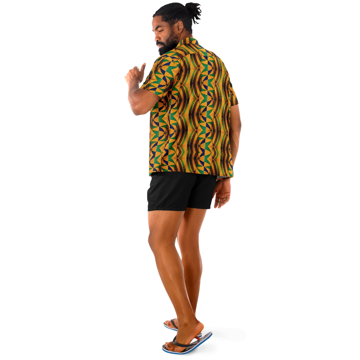 Men's Spread Collar Short Sleeve Button-Down Shirt.