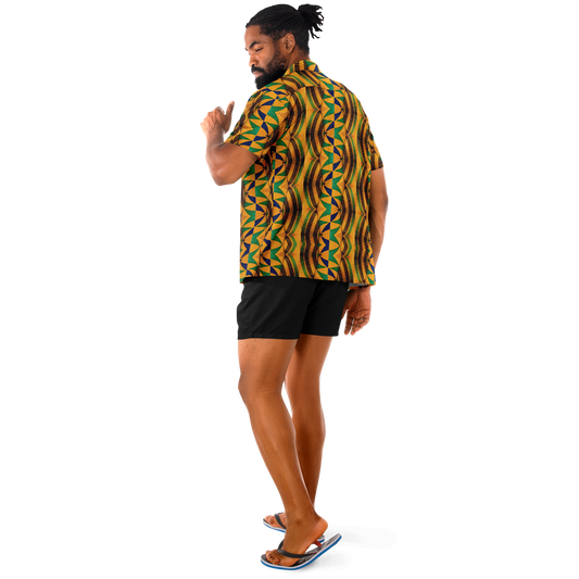 Men's Spread Collar Short Sleeve Button-Down Shirt.