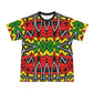 Men's Ghana Flag & Black Star Pattern All-Over Print Ribbed Collar T-Shirt