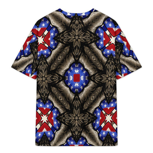 Men's Patriotic Kaleidoscope Pattern All-Over Print Plus Size Drop Shoulder T-Shirt