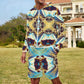 Men's Abstract Teal & Gold Pattern All Over Print Lightweight Sun Hoodie & Shorts Set