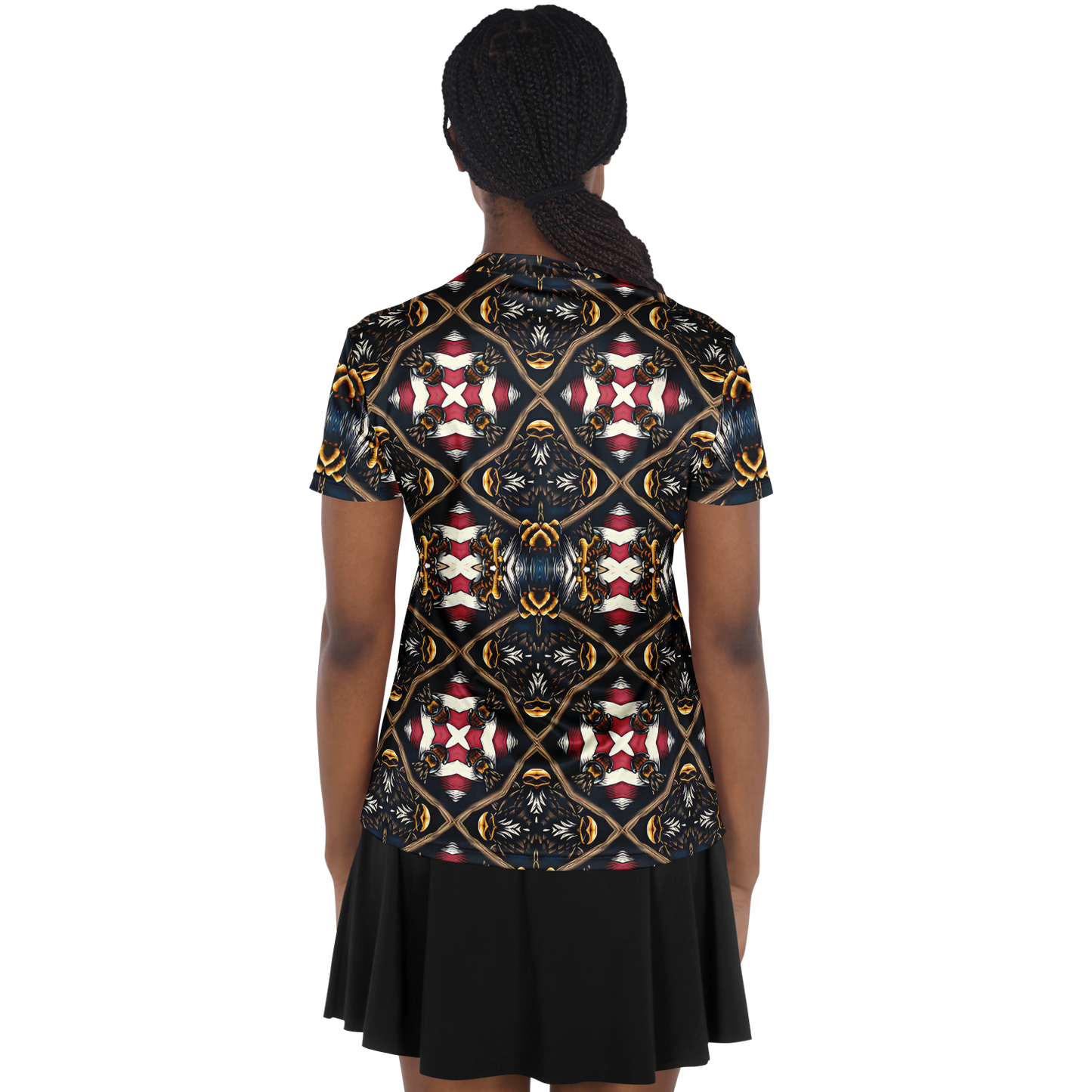 Women's Stand Up Collar Polyester Polo Shirt