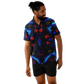 Men's Blue & Red Kaleidoscope Pattern All Over Print Spread Collar Short Sleeve Button-Down Shirt