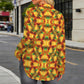 Women's Vibrant African Kente Geometric Pattern All Over Print Long Sleeve Curved Hem Shirt
