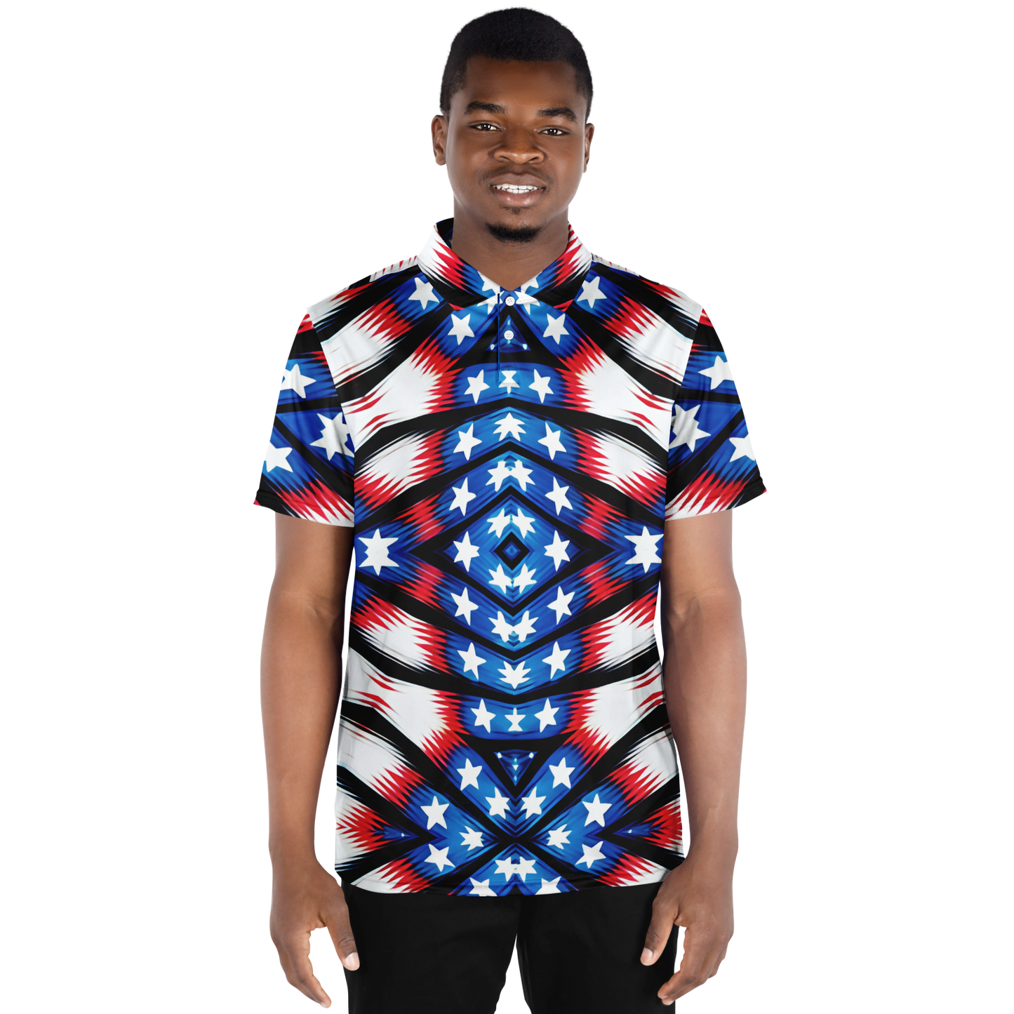 Men's American Flag Pattern All-Over Print Polo Shirt