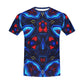 Men's Blue & Red Kaleidoscope Pattern Men's All Over Print Crew Neck T-Shirt