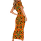 Women's Round Neck Long Dress Short Sleeve Bodycon Pencil Dress