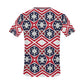 Men's Patriotic Red White Blue Geometric Men's All Over Print Crew Neck T-Shirt