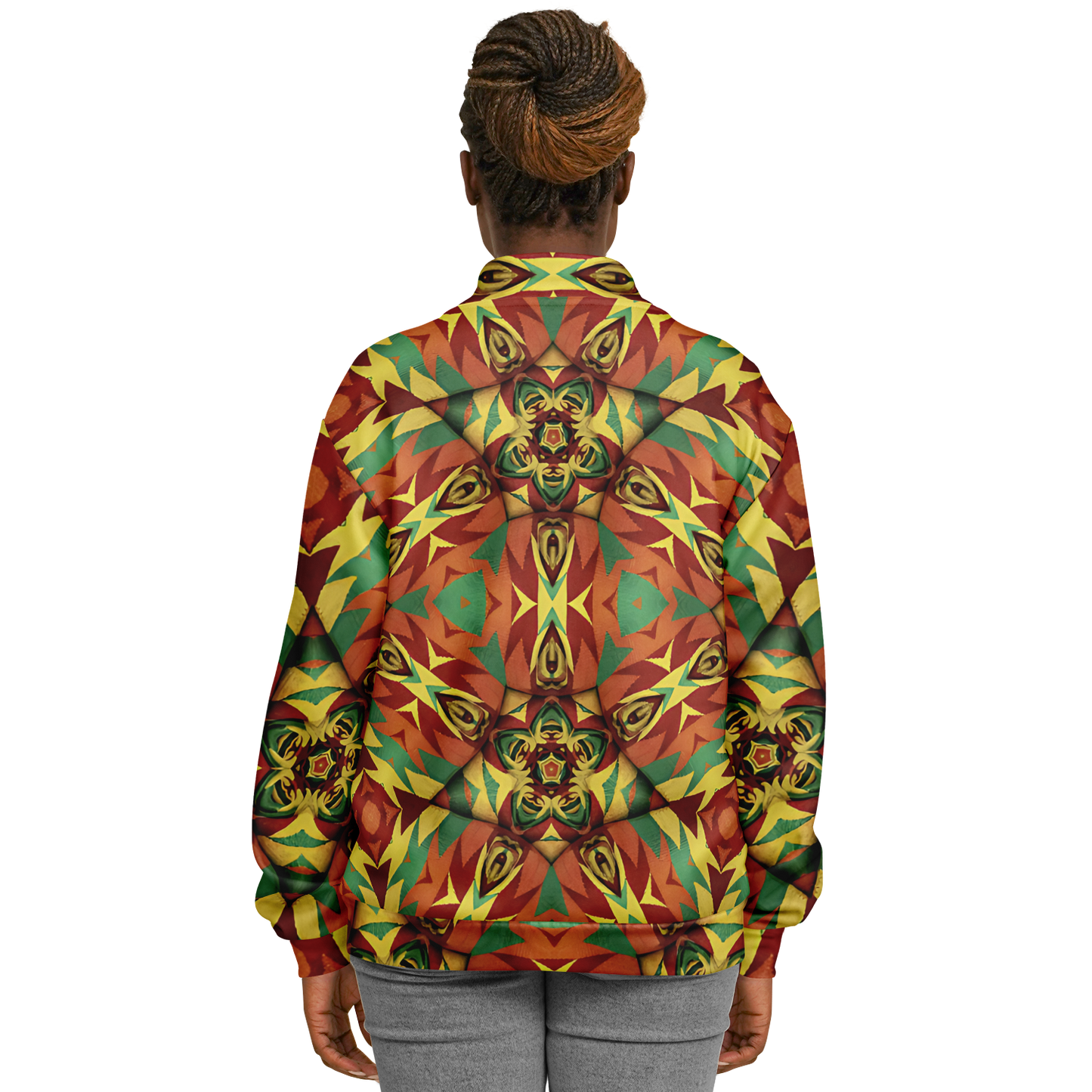 Women's Bold Tribal Kaleidoscope Pattern All Over Print Baseball Jacket
