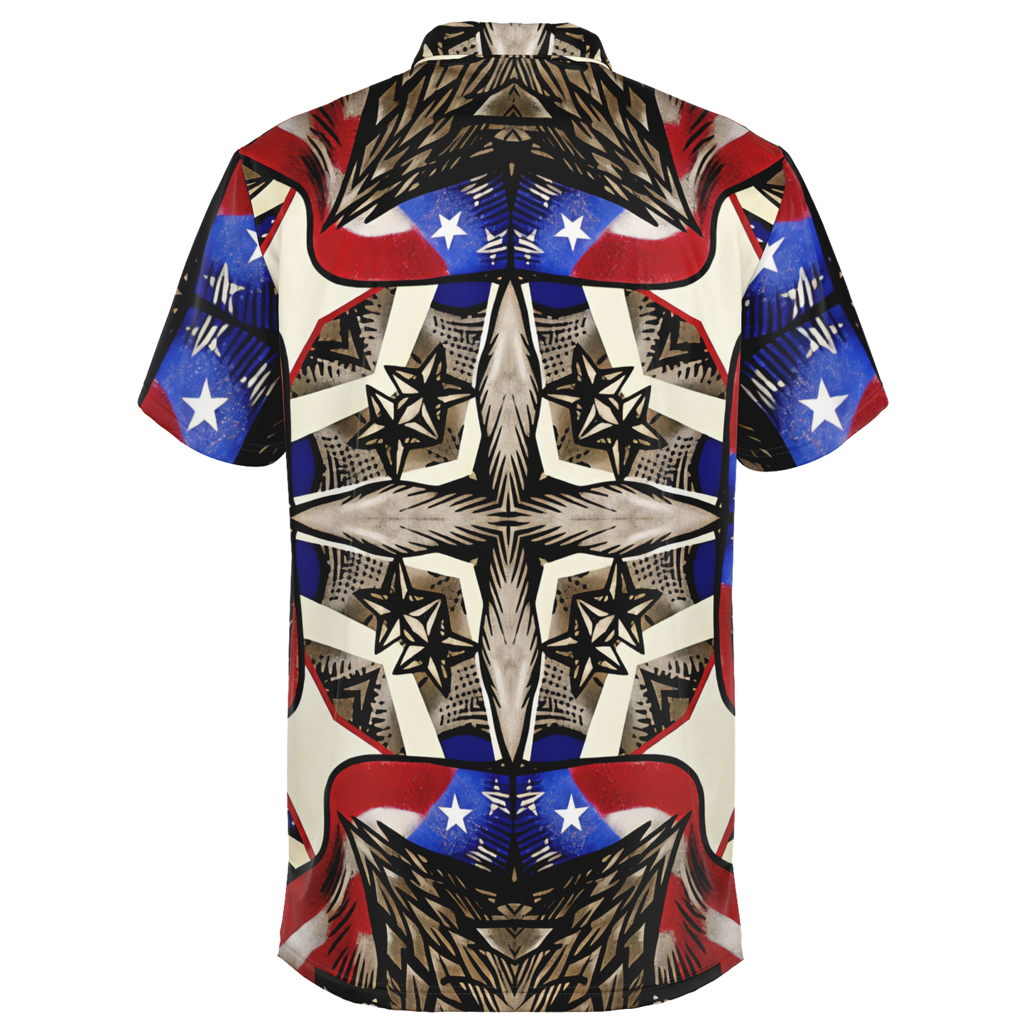 Men's Patriotic Stars & Cross Kaleidoscope Pattern All-Over Print Polo Shirt