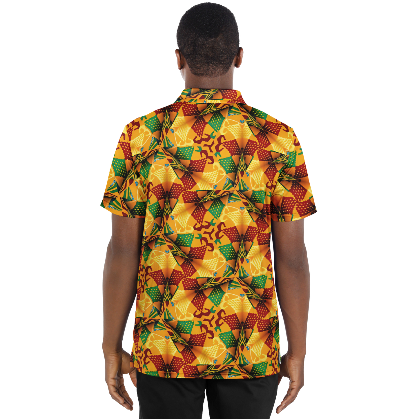 Men's Vibrant Autumn Kaleidoscope Polyester Polo Shirt