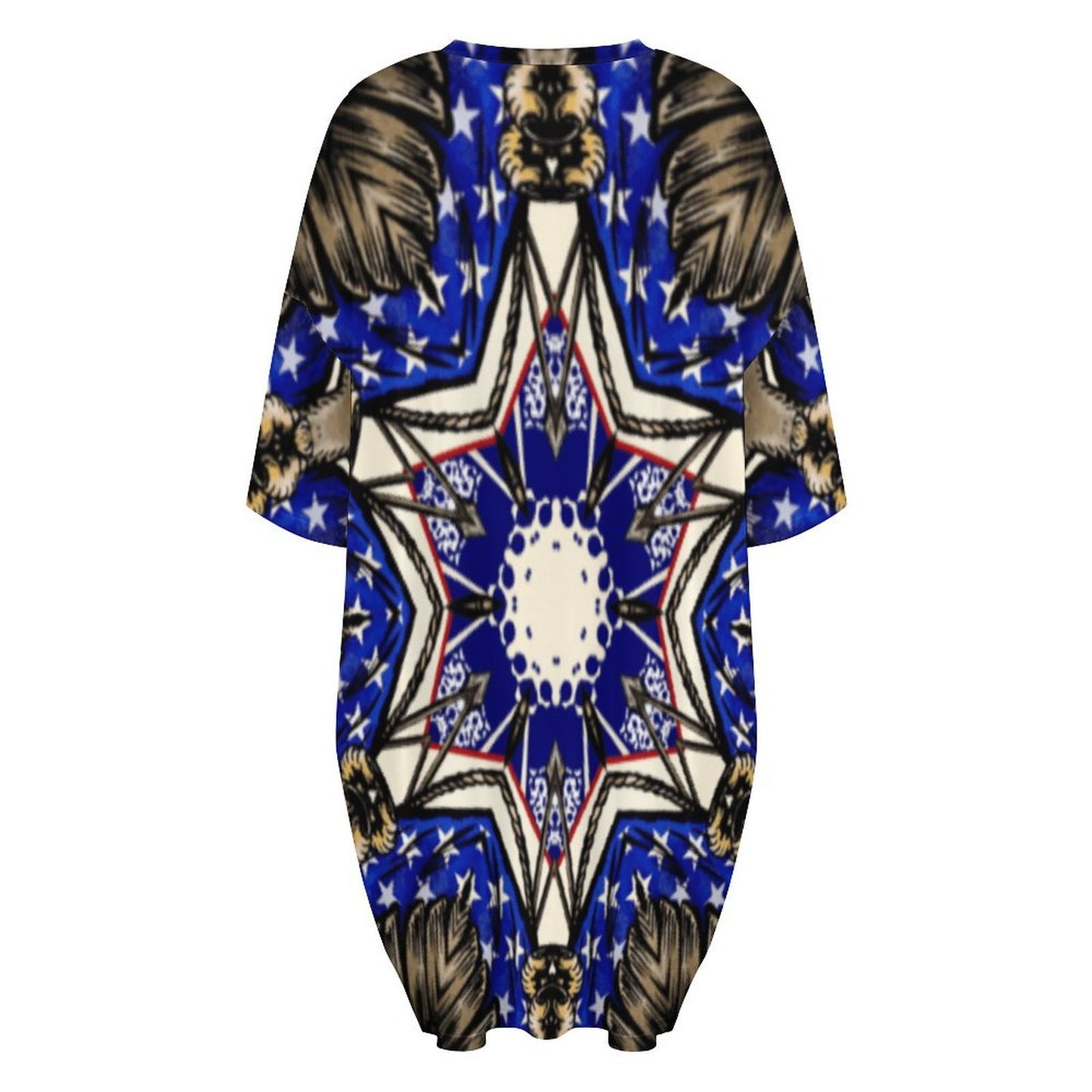 Women's Kaleidoscope Star Pattern All-Over Print Oversized T- Shirt Loungewear